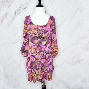 LeShack by Tracy Feith Purple Paisley Ruffle Baby Doll Dress 8